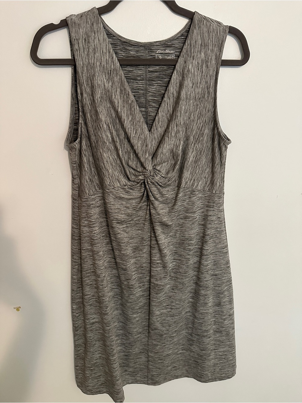 Eddie Bauer Heather Gray Twist-Front Sleeveless Dress
